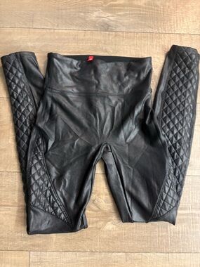 SPANX Black Quilted Faux Leather Jacket